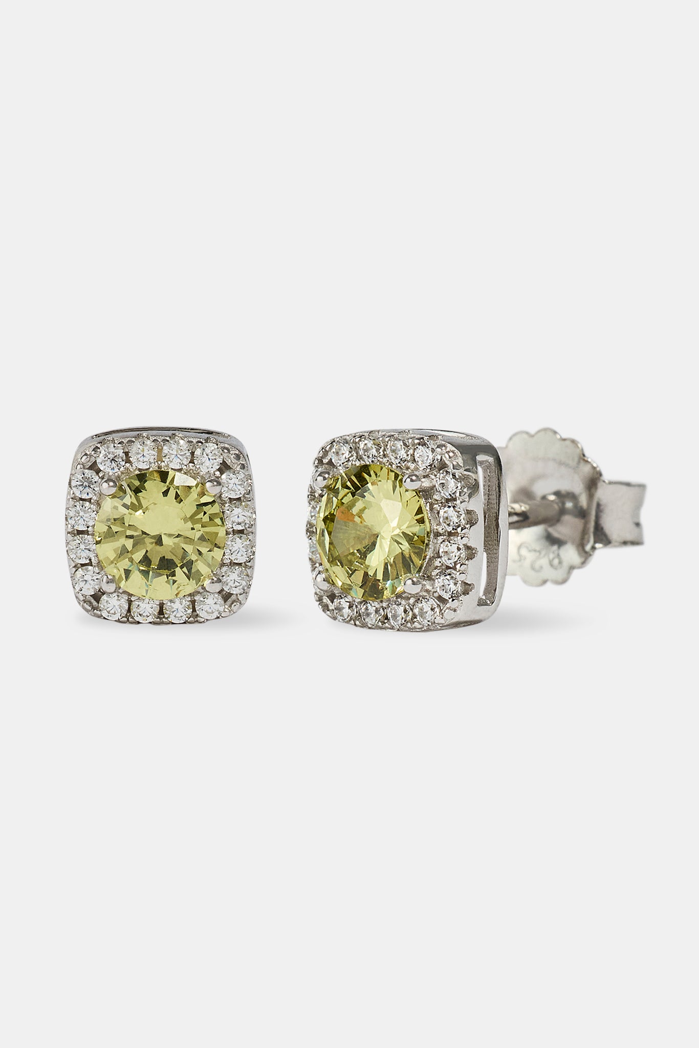 Iced Green Cluster-Ohrringe – 7 mm – Weiß